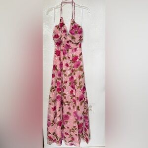 Lulu's Pink Floral Maxi Dress